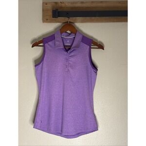 Adidas Golf Polo Shirt Women's Medium Purple Sleeveless Heathered Excellent